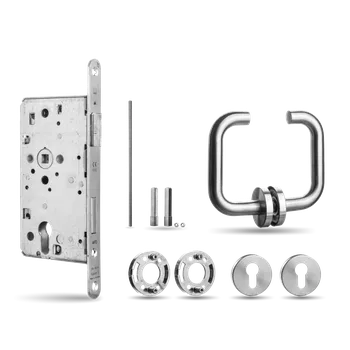 Visací zámek Panikové kování – Kompletní sada pro dveře s klikou a zámkem Pravé provedení - Kód: 27470