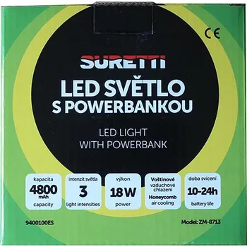 Svítilna Suretti Kempingová lampa s powerbankou
