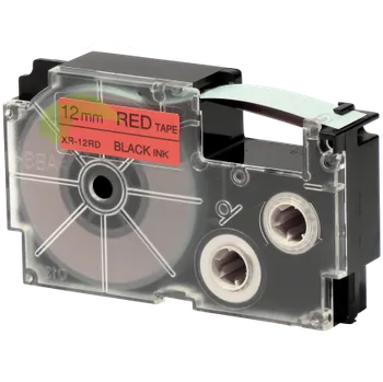 Pásek do tiskárny TONERSYP páska pro Casio XR-12RD, 12mm x 8m černý tisk / červený podklad