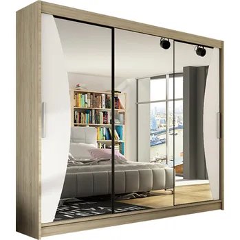 Šatní skříň Velká šatní skříň ASTON IV dub sonoma/bílá šířka 250 cm