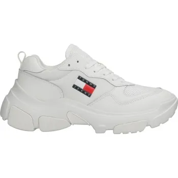 Dámská obuv Dámská volnočasová obuv Tommy Hilfiger LEATHER HYBRID CHUNKY SOLE TRAINER 41 Bílá, Tmavě modrá, Červená