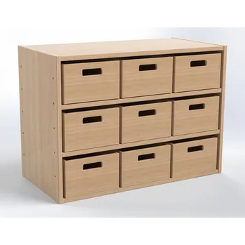 Komoda Skříňka MIKI PLUS bez soklu se 2 policemi a 9 volnými zásuvkami