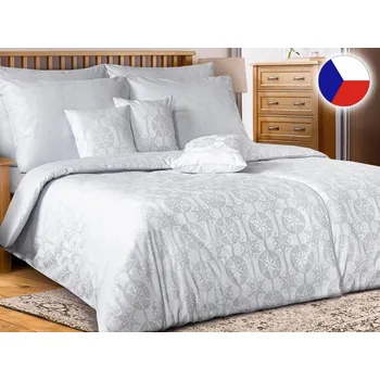 Povlečení Damaškové povlečení EXCELLENT 220x200, 2x 70x90 GEON Poetika stříbřitě šedá