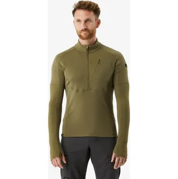 Dámská mikina SIMOND Pánské tričko na treking s dlouhým rukávem vlna merino MT900 2XL KAŠTANOVÁ|ZELENÁ