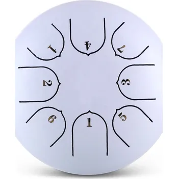 Bicí nástroj Hütermann Tongue drum - 6' (15cm) 8 tónů, D-dur - Bílý, s příslušenstvím