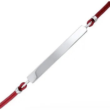 Náramek Textilní náramek Bailey červený se stříbrnou destičkou ONE1016R