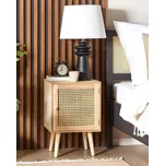 Noční stolek světlá paulownia MDF se zásuvkou s ratanovými dvířky boho styl stolek k posteli boční stolek ložnice Beliani
