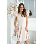 Elegantní značkové šaty midi s obláčky na ramenou - M/L Barva: Béžová, Velikost: M