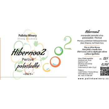 Hibernoo2 Frizzanté 2023, moravské zemské víno - perlivé, Polivka Winery, polosladké