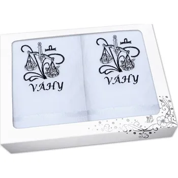 Ručník Luxusní dárková sada ručník + osuška Znamení Váhy bílá/šedá