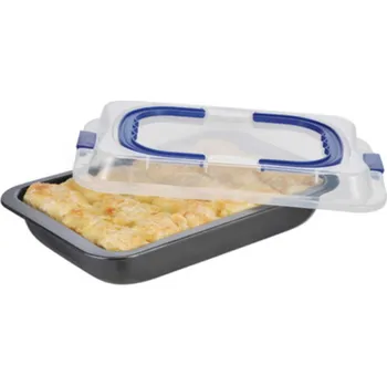 Plech na pečení Plech na koláč s víkem a madly mobilní 36 x 24,5 x 5 cm