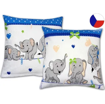 Povlak na dekorativní polštářek Dětský povlak na polštář 40x40 krep Sloníci modří