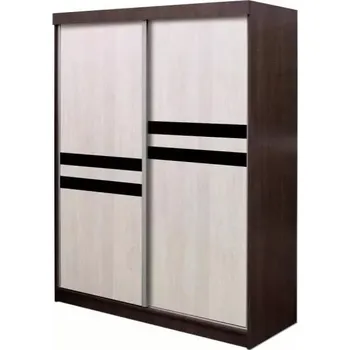 Šatní skříň Šatní skříň Asturia 150cm, bílá/černé sklo