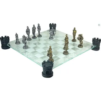 Šachy Rytířské šachy na skle - 42x42cm MC-6061