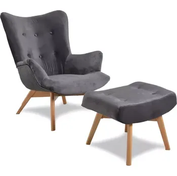 Křeslo Křeslo Picolo s podnožkou, šedá (Tempo 4607 / přírodní)