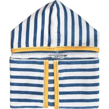 SCANquilt plážová osuška VELUR s kapucí pruhy modrobílá 70 x 140 cm