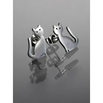 Náušnice Prosperk Náušničky kočičky z chirurgické oceli stříbrné pecičky S4802