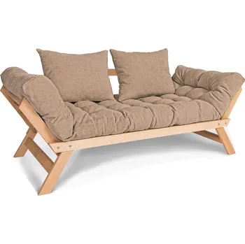 Pohovka Rozkládací futonová pohovka BREEZIO 01 170 cm z masivu/béžová