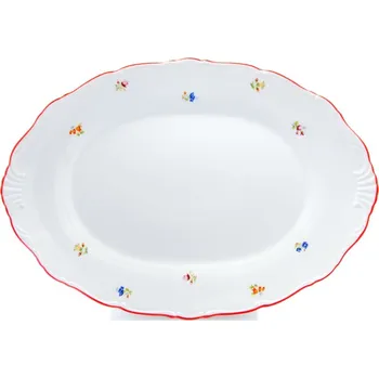 Thun Rulak Zettlitz Ovál, 36 cm, Ophelia, házenka s červeným proužkem, porcelán Thun RZ