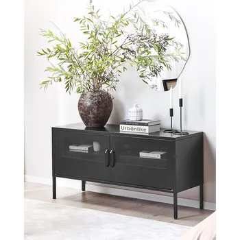 Koupelnový nábytek 2dveřová skříňka černá kovová ocelový rám kovová síťovina police ochranné podložky nábytek do obýváku industriální design Beliani