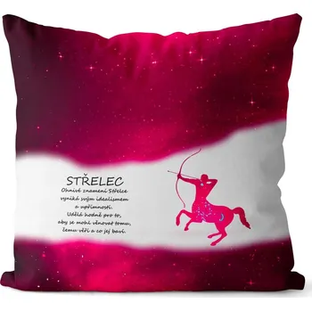 Dekorativní polštářek Polštář 40 x 40 cm - Střelec (23.11. - 21.12.) - červený