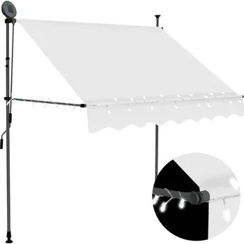 Markýza vidaXL Marketos Ručně zatahovací markýza s LED světlem 200 cm krémová