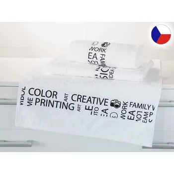 Ručník Froté ručník 50x100 NORA TISK 450g Písmo bílé