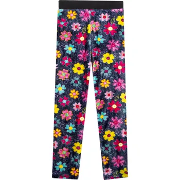 Dívčí zateplené legíny, Aura.Via - GA 716, kytičky Barva: Modrá, Velikost: 158-164