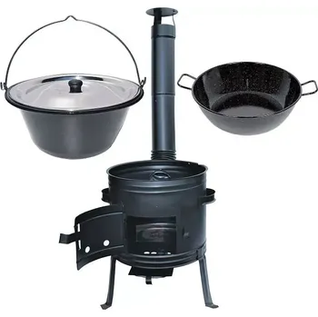 kotlíky Kotlíkový set Párty 2 v 1 smalt 39 cm, nerez poklice a hluboká pánev (gulášová souprava pro zahradní sešlost)