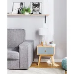 Noční stolek světlé dřevo šedý dřevotříska MDF kaučukové dřevo 45 x 40 x 30 cm 1 zásuvka moderní styl ložnice Beliani