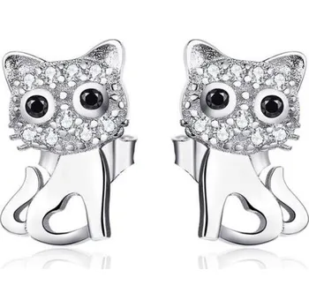Náušnice Prosperk Stříbrné náušnice pecky kočičky se zirkony S4484