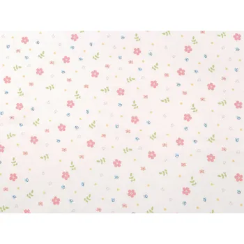 Úplet bavlněný květinky šíře 200 cm, barva Off White