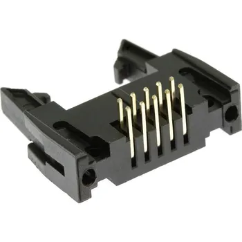 Xinya Konektor IDC pro ploché kabely, 10 pinů (2x5,) RM2.54mm, do DPS, úhlový 90°