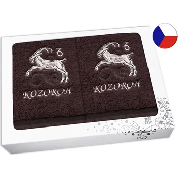 Ručník Luxusní dárková sada ručník + osuška Znamení Kozoroh hnědá/hnědá