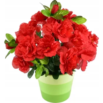 umělá květina Azalka červená v keramickém květináči 25×25 cm