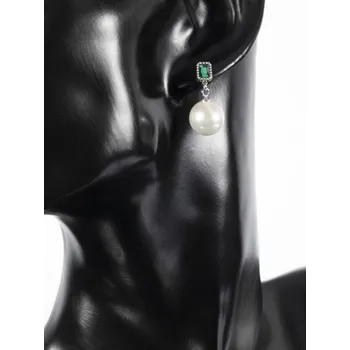 Náušnice Prosperk Náušnice perly se zeleným zirkonem S0622