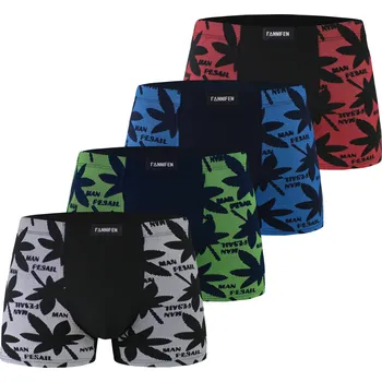 Boxerky FANNIFEN Pánské bambusové boxerky LISTY M027 4ks v balení Velikost: M