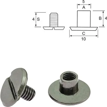 Nýt Pro Háčkování Nýt šroubovací 4 mm, Ø 5 mm černý nikl Počet: 1 ks