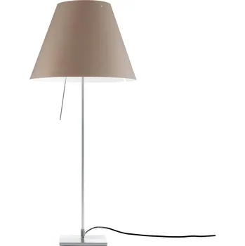 Lampička Luceplan Costanza stolní lampa D13if hliník/nugát - stínidlo - Ø 40 cm, výška 28 cm; noha - 18 x 18 cm hliník, nugátová 1 x 140 W - Doprava zdarma