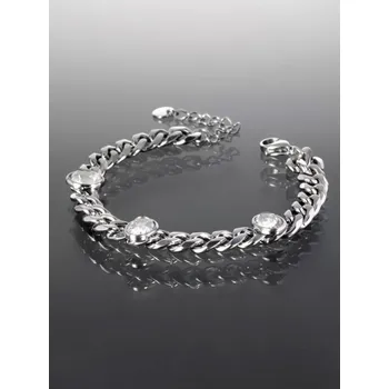 Náramek Prosperk Masivní náramek z chirurgické oceli s ovály s čirými krystaly S4589