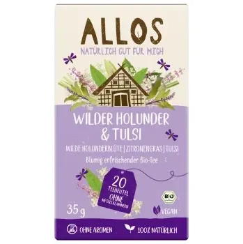 Čaj Allos Bylinný čaj divoký bez a tulsi 20 x 1,75 g bio