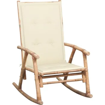 vidaXL Houpací křeslo s poduškou bambus [3063903] Barva: krémová