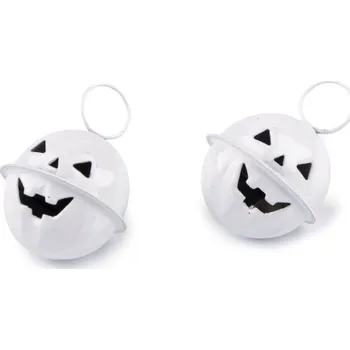 Rolnička dýně halloween Ø24 mm - bílá kroužek (2 ks)