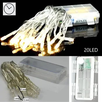 Vánoční dekorace Řetěz na baterie teplá bílá 20 LED 3 m venkovní s časovačem