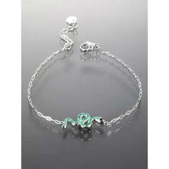 Náramek Prosperk Náramek z chirurgické oceli se zeleným hadem S4068