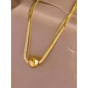 Řetízek Prosperk Náhrdelník ocelový zlatý s kuličkou S0798