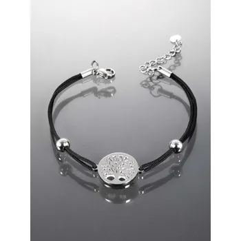 Náramek Prosperk Náramek z kůže se stromem života z chirurgické oceli S0406