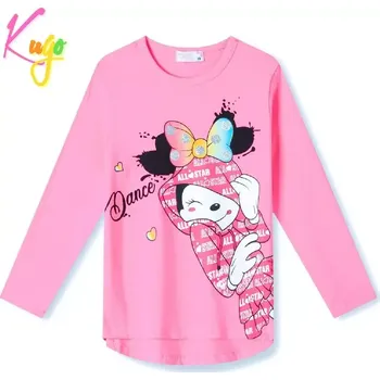 Dívčí tričko Dívčí tričko dl.r. Kugo HC0748 světle růžové