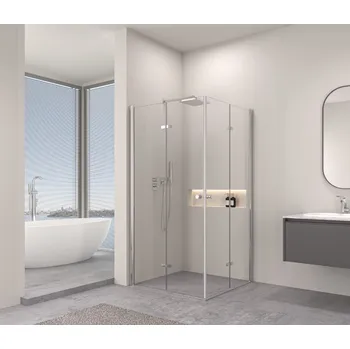 Erga Berlin Double, sprchový kout s dvojitými skládacími dveřmi 75(dveře) x 75(dveře) x 195 cm, 6mm čiré sklo, chromový profil, ERG-V02-BERLIN-D075D075-CL-CR