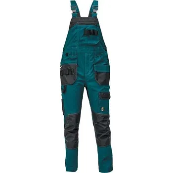 montérky Kalhoty pracovní s laclem DAYBORO (vel.64) montérkové, barva - petrolejová